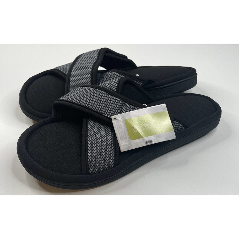 NEW Ultraideas Slippers Slippers Size 11-12 Men’s Black Slip On